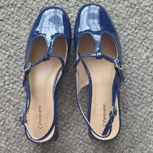 NWOT C. Paravano Blue Patent Leather Women's Flats